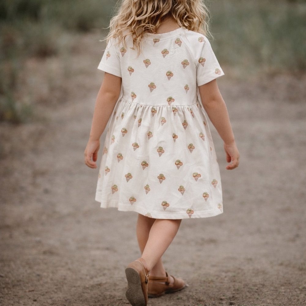 Rylee + Cru Cream and Tan Ice Cream Raglan Dress